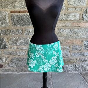 L.L. Bean Teal Floral swim Skirt